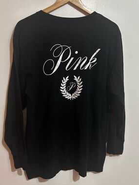 Victoria's Secret Black Long Sleeve Logo Tee
